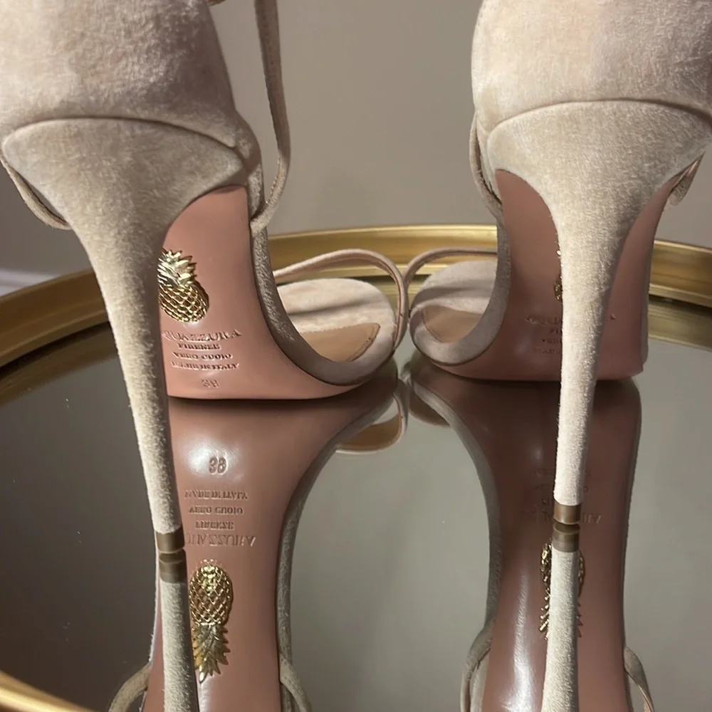 Aquazzura Bow Tie 105 suede heeled sandals sz 39 - Picture 12 of 17